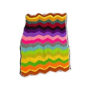 Homemade Vintage Crochet Afghan Granny Throw Blanket